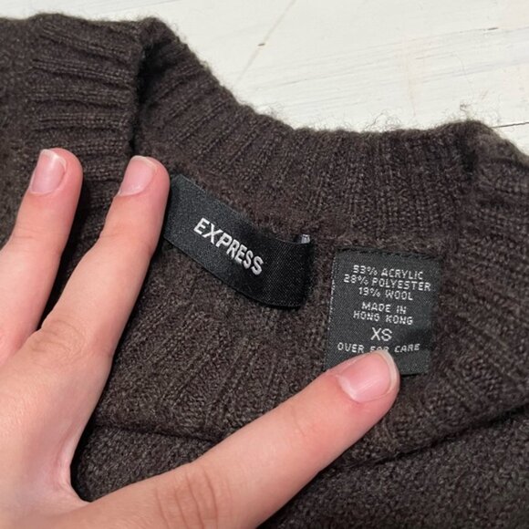 Vintage Express Brown Wool Blend Crop Sweater - Picture 4 of 6